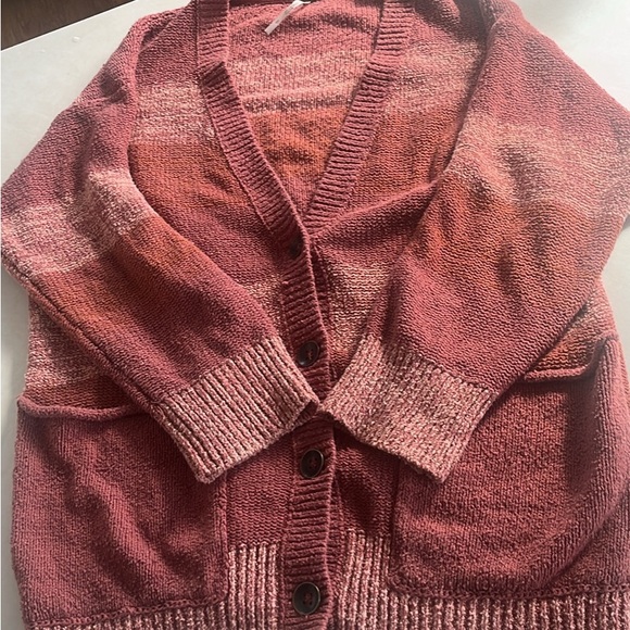 Free People Southport Oversized Beach Striped Button Cardigan Sweater Small - Picture 4 of 6